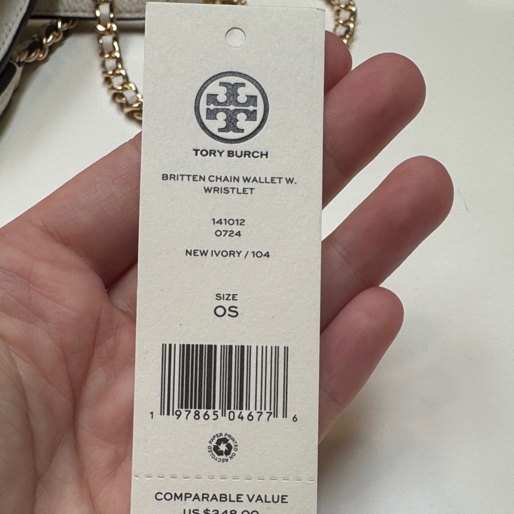 Tory Burch Britten Chain Ivory Pebbled Leather Chain Crossbody - open to offers - Picture 5 of 5